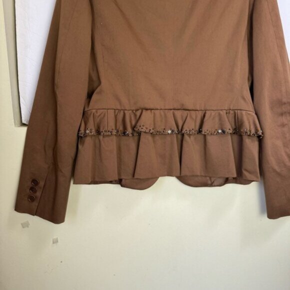 Moschino Vintage Beaded Cotton Peplum Blazer Jacket Cheap &Chic Ruffles Flare 10 - Picture 9 of 16